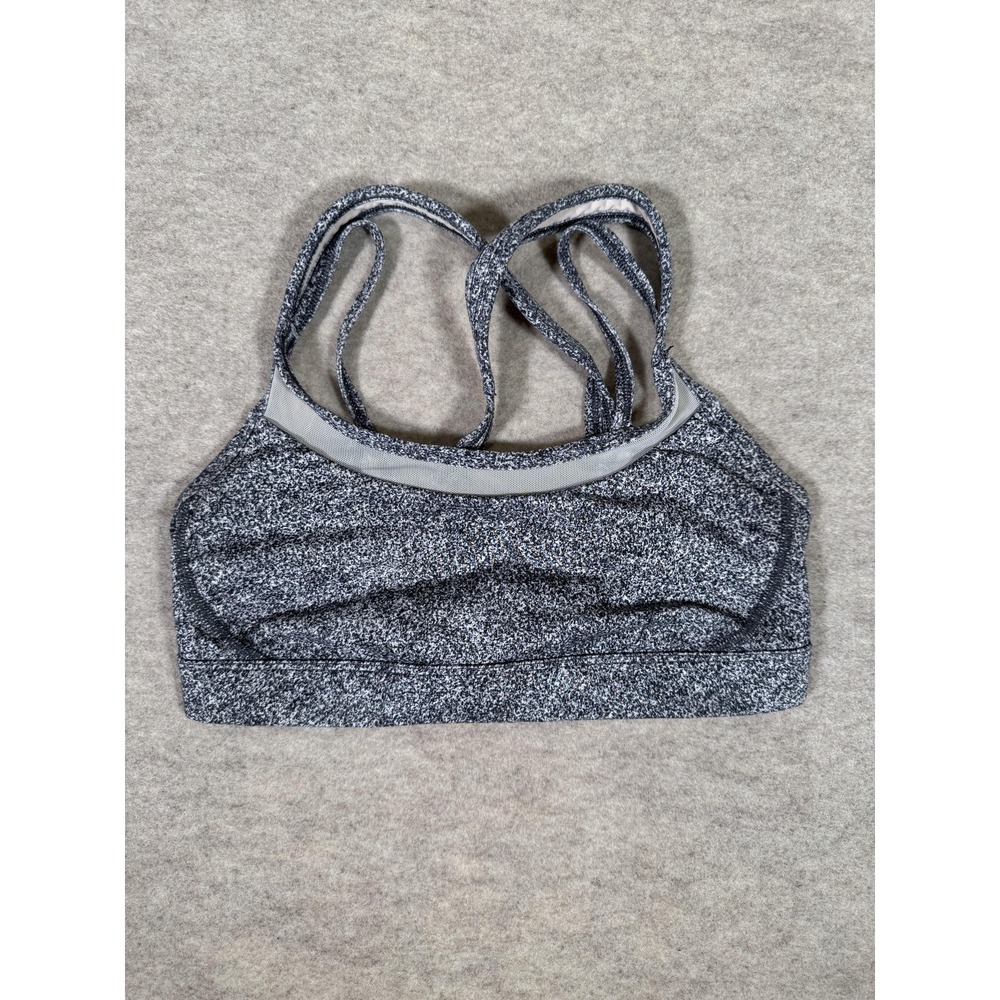 Lululemon Sports Bra Womens 6 Gray Spotted Strappy Crossback Yoga‎ Gym Running
